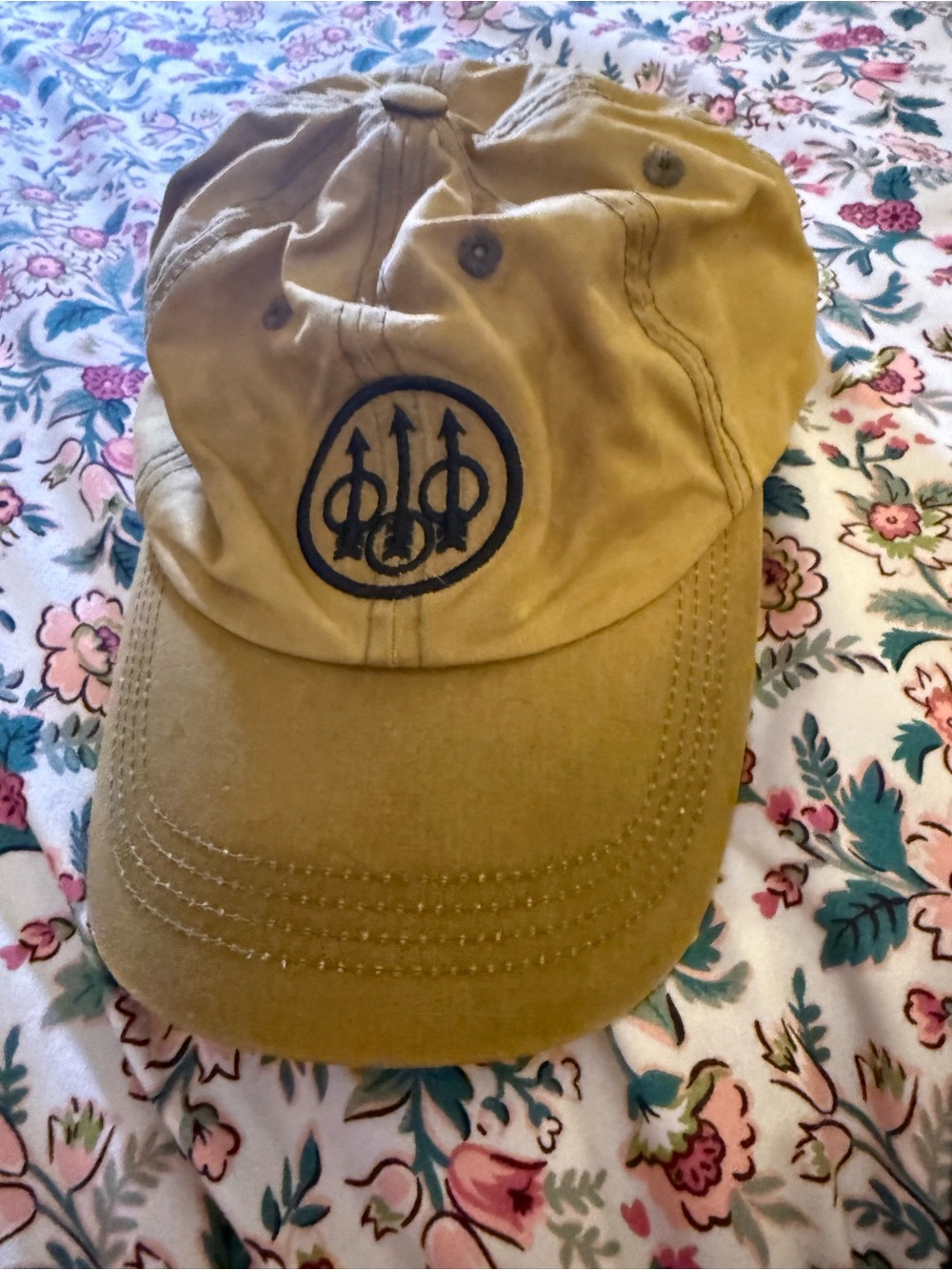 Men's Khaki Cotton Baseball Cap with Embroidered Logo